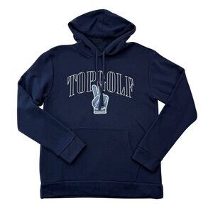 Top Golf Graphic Hoodie Sweatshirt Embroidered Peace Victory / Sign Blue Adult L
